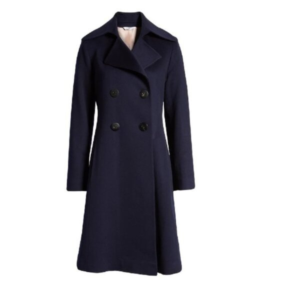 Fleurette Wool Car Coat With Genuine RexRabbit Fur - Picture 3 of 8